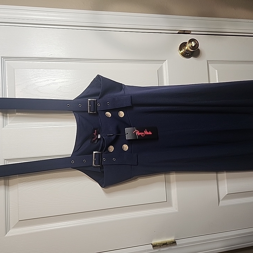 Navy Blue PennyMade Dress with Buckle Straps